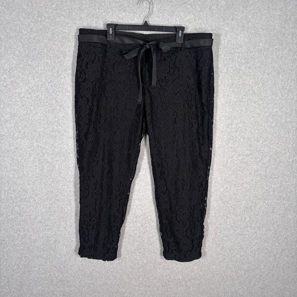 NEW Lane Bryant Lace Pants 20 Black Crop Ankle NYE Coquette Feminine Romantic